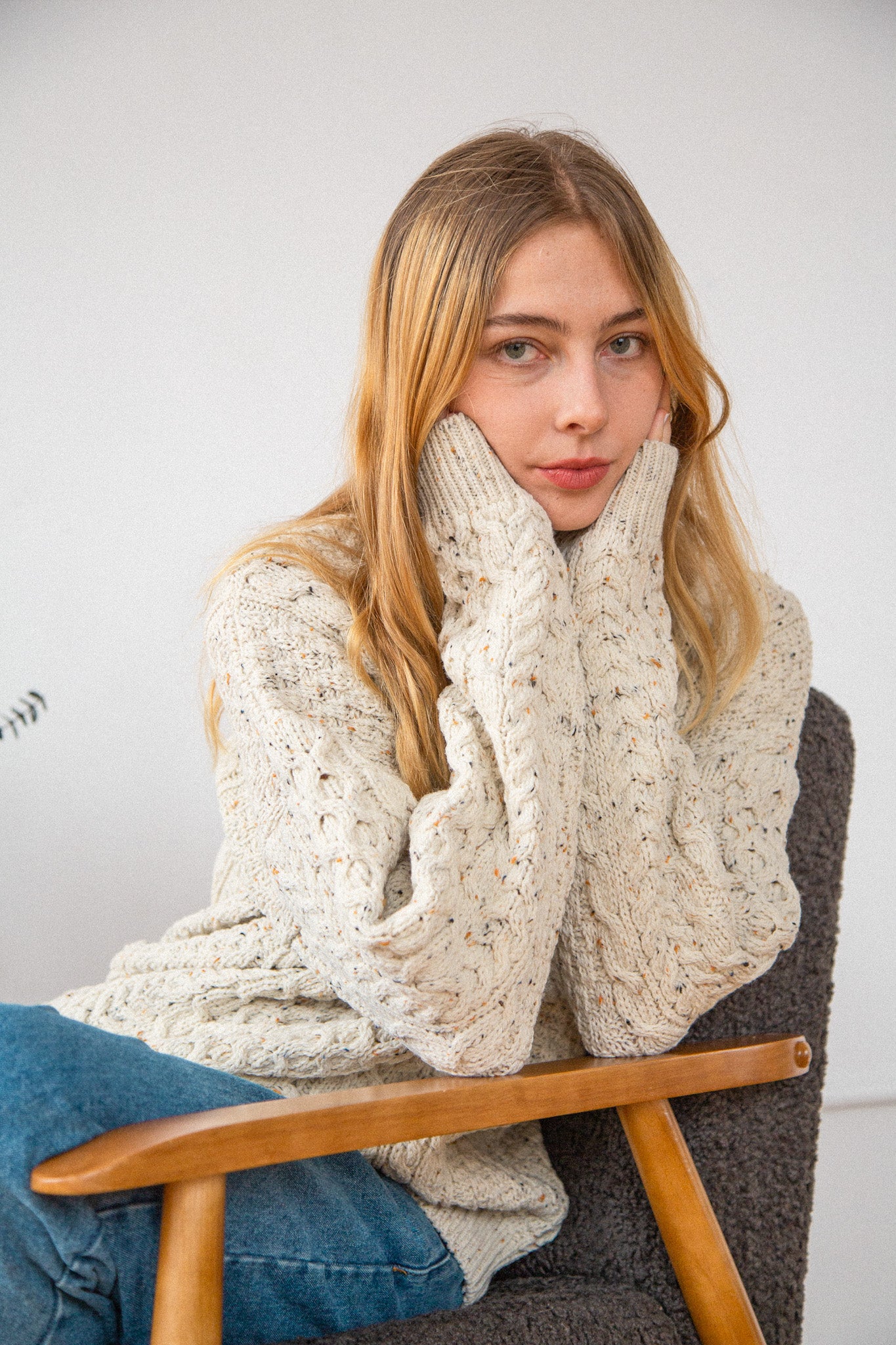 Peggy Aran Crewneck Sweater | HANDCRAFTED