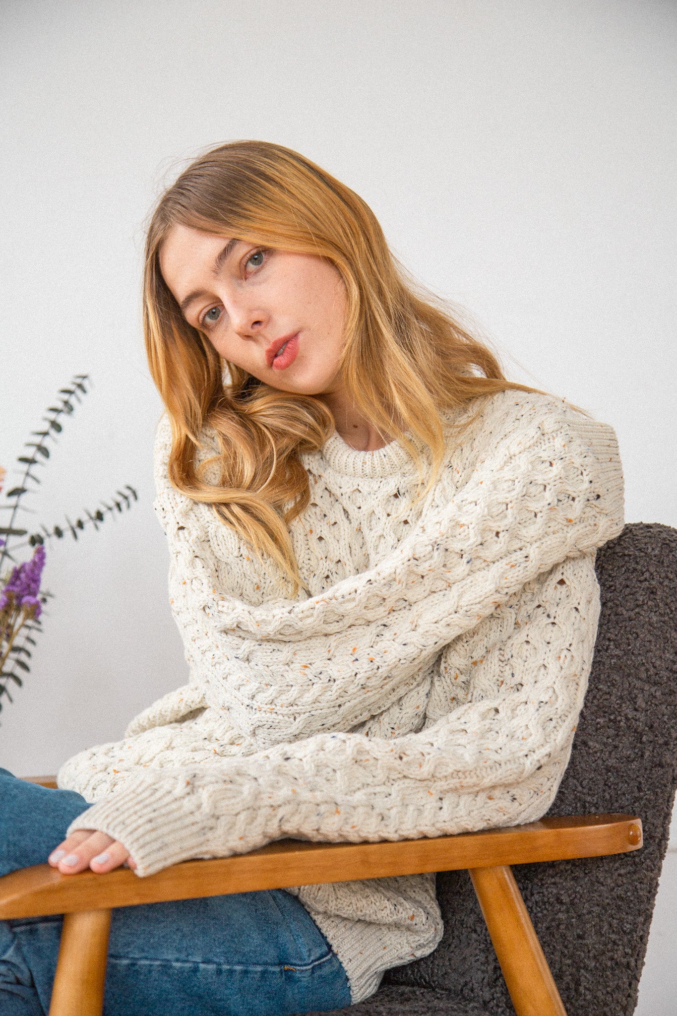 Peggy Aran Crewneck Sweater | HANDCRAFTED